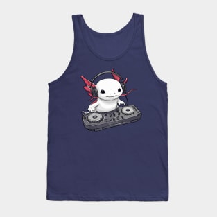 Tiny DJ Axolotl - Adorable Salamander Amphibian Tank Top